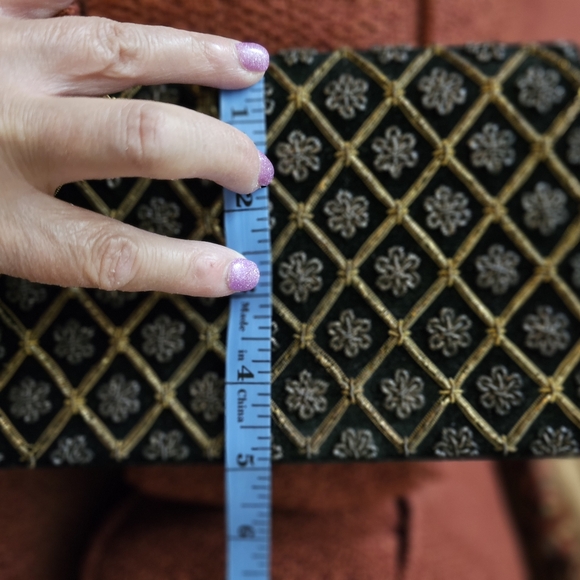 INDIA EVENING BLACK VELVET PURSE GENUINE GOLD & SILVER THREAD JAGAT NARAIN & SON - Picture 9 of 10